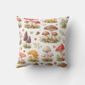 Whimsical Mushroom Pattern – Vintage Botanical クッション (裏面)