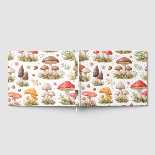 Whimsical Mushroom Pattern – Vintage Botanical  ゲストブック (全面)