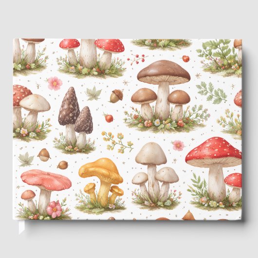Whimsical Mushroom Pattern – Vintage Botanical  ゲストブック (正面)