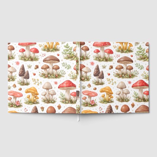 Whimsical Mushroom Pattern – Vintage Botanical  ゲストブック (全面)
