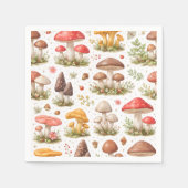 Whimsical Mushroom Pattern – Vintage Botanical スタンダードカクテルナプキン (正面)