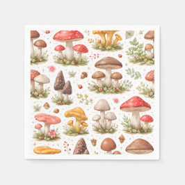 Whimsical Mushroom Pattern – Vintage Botanical  スタンダードカクテルナプキン
