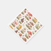 Whimsical Mushroom Pattern – Vintage Botanical スタンダードカクテルナプキン (角)