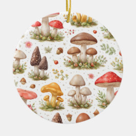 Whimsical Mushroom Pattern – Vintage Botanical  セラミックオーナメント
