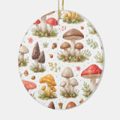 Whimsical Mushroom Pattern – Vintage Botanical セラミックオーナメント (左)