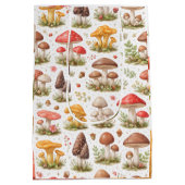 Whimsical Mushroom Pattern – Vintage Botanical  ミディアムペーパーバッグ (裏面)