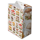Whimsical Mushroom Pattern – Vintage Botanical  ミディアムペーパーバッグ (裏面アングル)