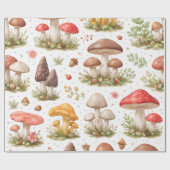 Whimsical Mushroom Pattern – Vintage Botanical  ラッピングペーパー (フラット)