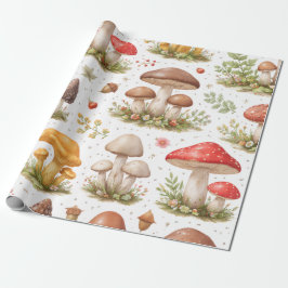 Whimsical Mushroom Pattern – Vintage Botanical  ラッピングペーパー