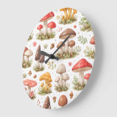 Whimsical Mushroom Pattern – Vintage Botanical  ラージ壁時計 (傾斜)