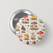 Whimsical Mushroom Pattern – Vintage Botanical  缶バッジ (正面&裏面)