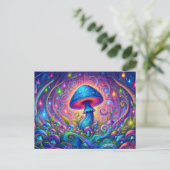 Whimsical Mushroom World Psychedelic Nature Fantas ポストカード (スタンド正面)