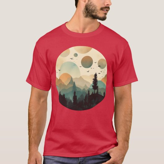 Whimsical Mystery Forest Camping Layered Foggy fri Tシャツ (正面)