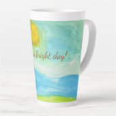 Whimsical Naive Art Sun Landscape カフェラテマグ (右アングル)