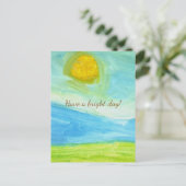 Whimsical Naive Art Sun Landscape ポストカード (スタンド正面)