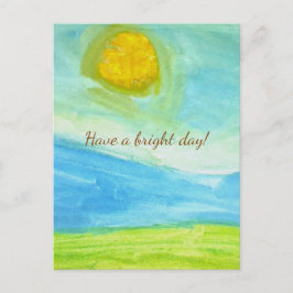 Whimsical Naive Art Sun Landscape ポストカード