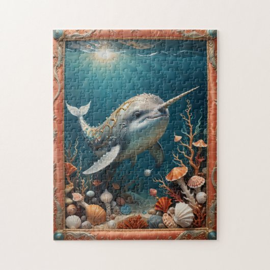 Whimsical Narwhal in the Ocean ジグソーパズル (縦)