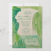Whimsical Nature Hand Painted QR RSVP Wedding 招待状 (正面)