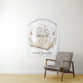 Whimsical Neutral Boho Teacup Flowers Design タペストリー (インサイチュ)