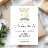 Whimsical Neutral Sage Beige Christmas Party 招待状
