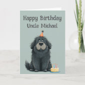 Whimsical Newfoundland Dog Birthday Card カード (正面)