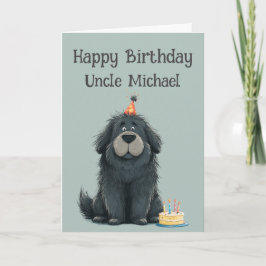 Whimsical Newfoundland Dog Birthday Card カード