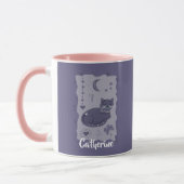 Whimsical Night Cat Folk Art Custom Mug マグカップ (左)