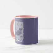 Whimsical Night Cat Folk Art Custom Mug マグカップ (正面左)