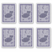 Whimsical Night Cat Folk Art Sticker シール (正面)