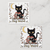 Whimsical noir cat framed by red mushrooms and pal エンクロージャーカード (正面/裏面)