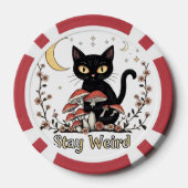Whimsical noir cat framed by red mushrooms and pal ポーカーチップ (裏面)