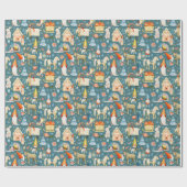 Whimsical Nordic Christmas Gnomes with Animals ラッピングペーパー (フラット)