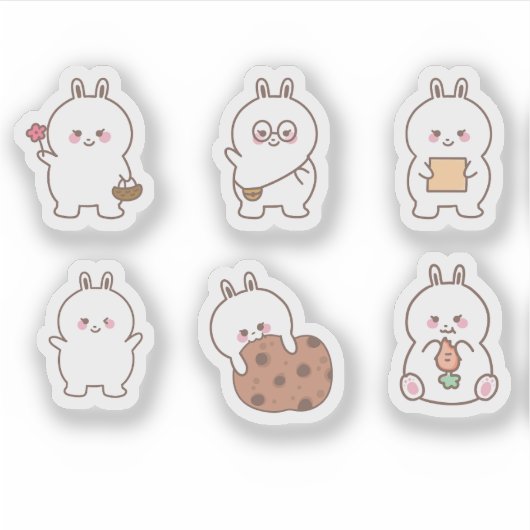 Whimsical Notebook Bunny Art Collection シール (正面)