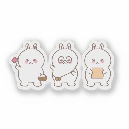 Whimsical Notebook Bunny Art Collection シール (正面)