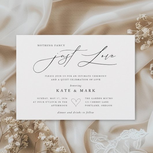 Whimsical Nothing Fancy Just Love Micro Wedding 招待状