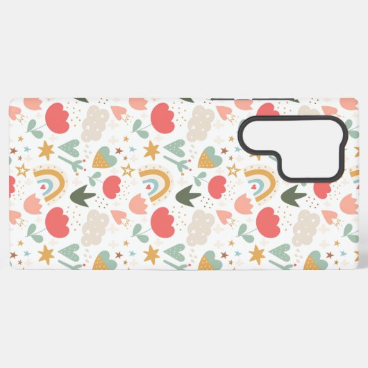 Whimsical Nursery Pattern with Clouds and Stars Samsung Galaxyケース (裏面横)