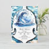  whimsical ocean waves baby shower 招待状 (スタンド正面)