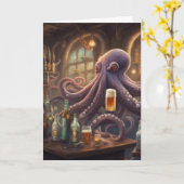 Whimsical Octopus Bartender appreciation カード (黄色い花)