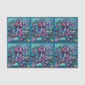 Whimsical Octopus Floral Teal Coastal Decoupage 薄葉紙 (正面)