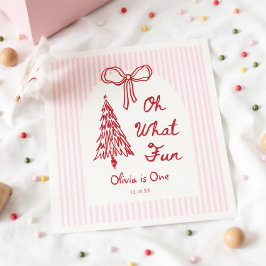 Whimsical Oh What Fun Girl 1st Birthday Party スタンダードカクテルナプキン