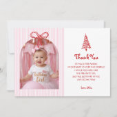 Whimsical Oh What Fun Girl 1st Birthday Photo サンキューカード (正面)