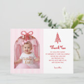 Whimsical Oh What Fun Girl 1st Birthday Photo サンキューカード (スタンド正面)