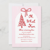 Whimsical Oh What Fun Girl 1st Birthday Photo 招待状 (正面)