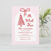 Whimsical Oh What Fun Girl 1st Birthday Photo 招待状 (スタンド正面)