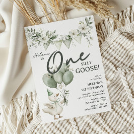 Whimsical One Silly Goose 1st Birthday 招待状