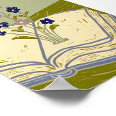 Whimsical Open Book with Wildflowers Illustration  ポスター (角)