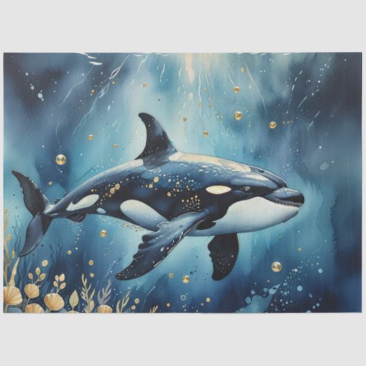 Whimsical Orca in the ocean 薄葉紙 (正面)