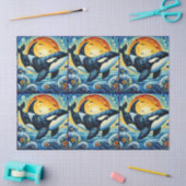 Whimsical Orca Whale Beach Coastal Decoupage  薄葉紙 (クラフト)