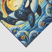 Whimsical Orca Whale Beach Coastal Decoupage  薄葉紙 (詳細)