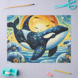 Whimsical Orca Whale Beach Coastal Decoupage  薄葉紙